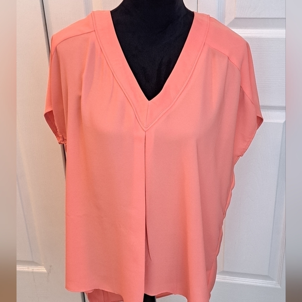 Michel Studio Collection   Hi/Low Orange Tunic/Blouse    Size 14